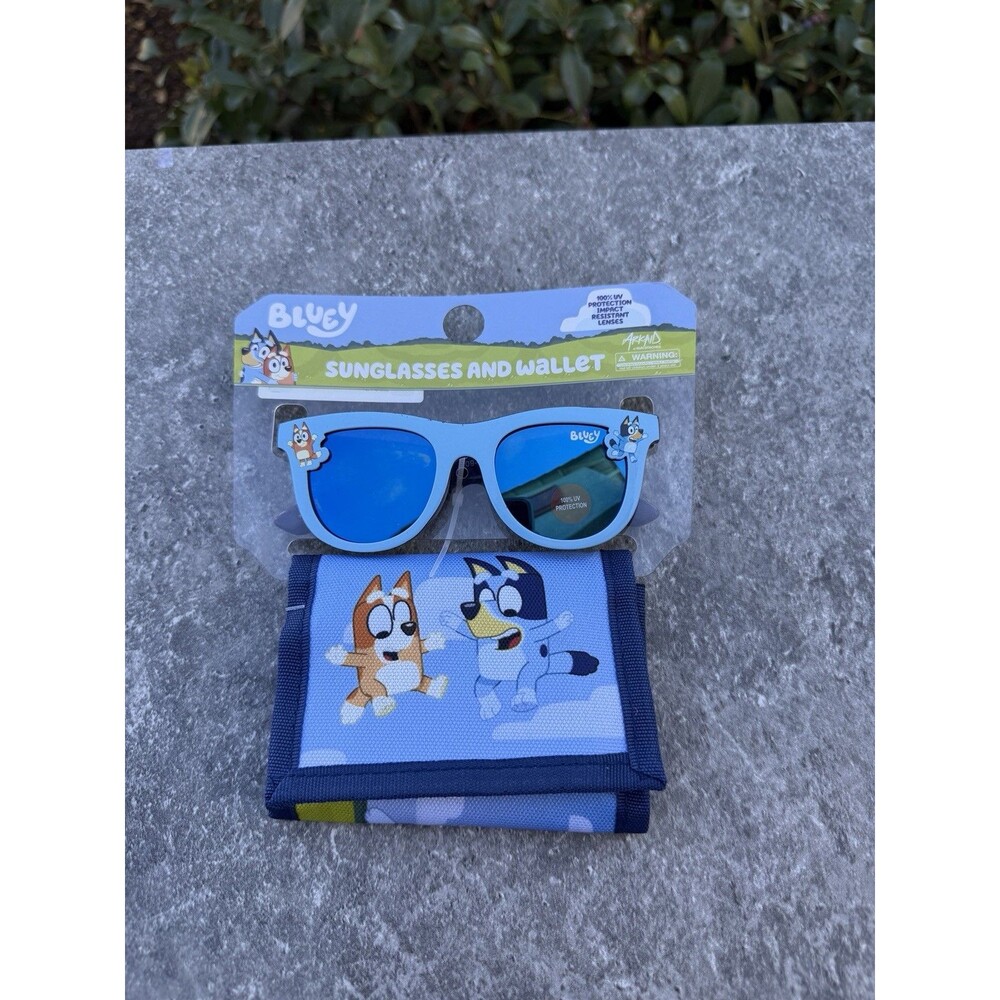 Sun-Staches Bluey Sunglasses And Nylon Wallet Set Kids Toddler UV Protection